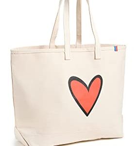 KULE Women's Over The Shoulder Heart Tote, Canvas, Off White, One Size