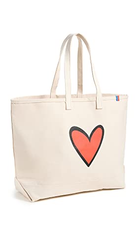 KULE Women's Over The Shoulder Heart Tote, Canvas, Off White, One Size