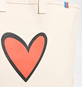 KULE Women's Over The Shoulder Heart Tote, Canvas, Off White, One Size