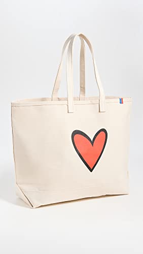 KULE Women's Over The Shoulder Heart Tote, Canvas, Off White, One Size