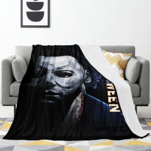 sharkiss halloween horror movie blanket michael myers blanket soft cozy throw blanket flannel blankets for bed couch car living room plush bed blanket (40x50in)