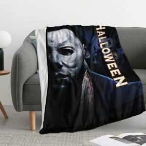 Sharkiss Halloween Horror Movie Blanket Michael Myers Blanket Soft Cozy Throw Blanket Flannel Blankets for Bed Couch Car Living Room Plush Bed Blanket (40x50in)