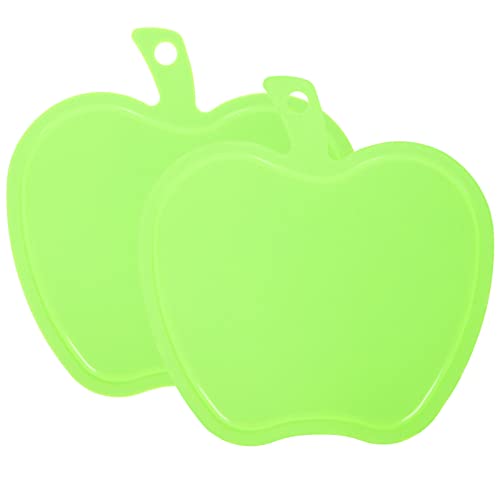 Didiseaon Apples Shape Cutting Boards with Handle for Fruit and Veggies 2pcs Small Plastic Bread Board Cheese Serving Platter Round Charcuterie Boards Green