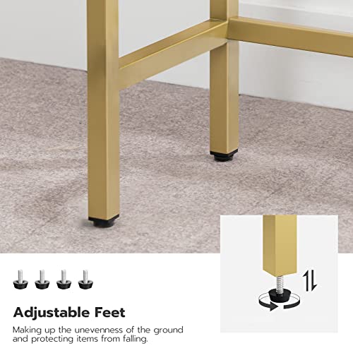 HOOBRO Gold Console Table, Tempered Glass Sofa Table, 39.4" Modern Entryway Table with USB Ports, for Entryway, Living Room, Foyer, Hallway GD01UXG01