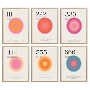 aura angel numbers poster sets of 6 for room aesthetic minimalist inspirational quotes canvas wall art bedroom aesthetic decor 8×10 inch unframed