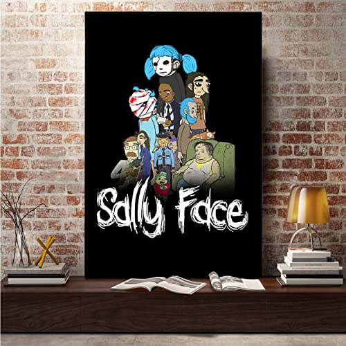 LHNY Sally Face Poster,Canvas Wall Art Aesthetic Vintage Posters & Prints Large Girl Teen Girls Pastel Office Men Hypebeast Black Playroom Gaming Preppy Cute Unframed 16x24 inches