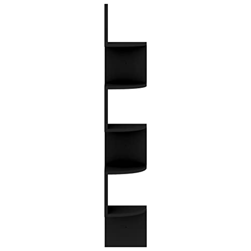 Wall Corner Shelf,Plant Wall Shelf,Study Storage Rack,Display Shelves for Collectibles,Photo Wall Shelf,Perfect for Bars,Library, and Office,Hotels Decor, Black 7.5"x7.5"x48.4" Engineered Wood