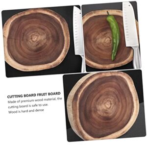 BESTonZON 2 Pcs Wooden Chopping Board Cutting Board Round Cutting Board Charcuterie Cheese Wood Cutting Board Fruit Cutting Board Kitchen Cutting Board Fruit Choppinng Mat Kitchen Board Log