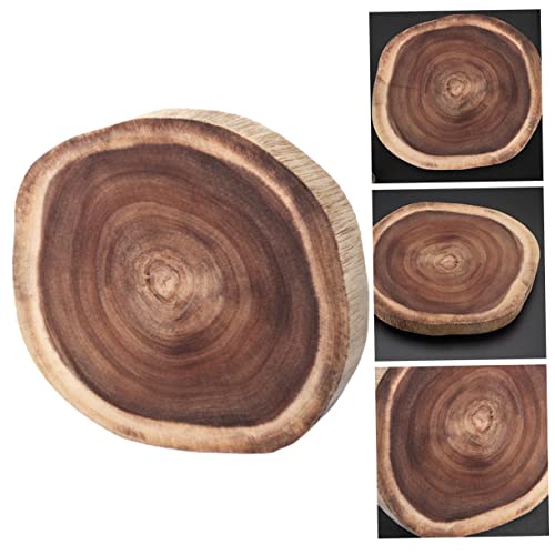 BESTonZON 2 Pcs Wooden Chopping Board Cutting Board Round Cutting Board Charcuterie Cheese Wood Cutting Board Fruit Cutting Board Kitchen Cutting Board Fruit Choppinng Mat Kitchen Board Log