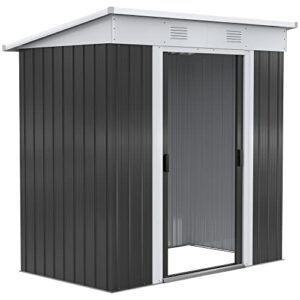 outsunny 6′ x 4′ steel frame backyard garden tool storage shed with 2 air vents and dual locking doors, black