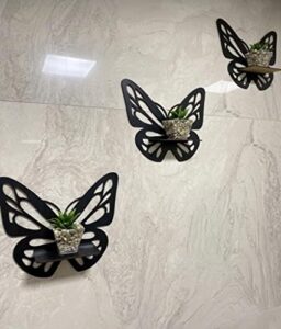 floating shelves wall mounted set of 3, butterfly wall shelves for bedroom/bathroom/living room/kitchen/laundry room storage & decoration, black