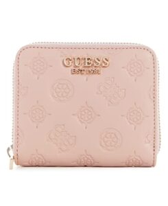 guess la femme small zip around wallet, pale rose