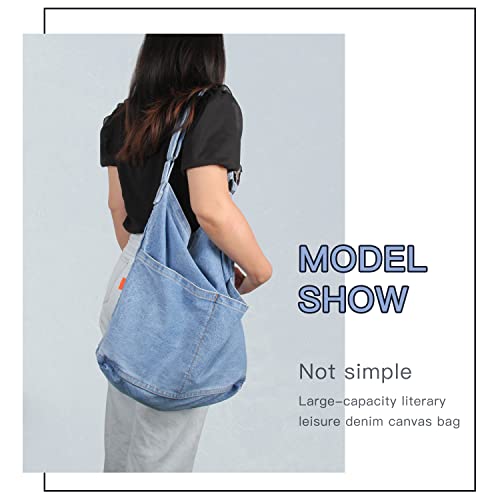 Ynport Jean Purse for Women Denim Purses and Handbags Retro Casual Large Hobo Bag Lightweight Travel Shoulder Crossbody Purse