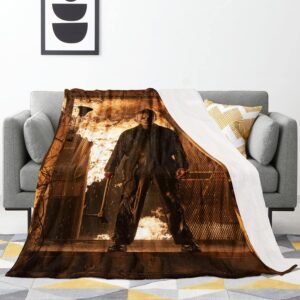 Sharkiss-Michael Myers Blanket Soft Cozy Throw Blanket Flannel Blankets for Bed Couch Car Living Room Plush Bed Blanket (40x50in), (mt-5566-555)