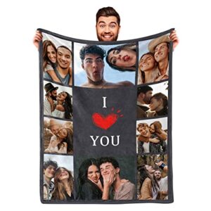 dayofshe i love you couples gifts photo blanket for girlfriend boyfriend gifts, personalized picture blankets for christmas couples gifts