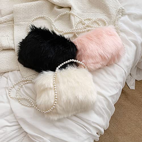 Ynport Faux Fur Bag for Women Fuzzy Evening Clutch Fluffy Feather Shoulder Purse Small Cute Furry Phone Crossbody Handbags