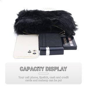 Ynport Faux Fur Bag for Women Fuzzy Evening Clutch Fluffy Feather Shoulder Purse Small Cute Furry Phone Crossbody Handbags