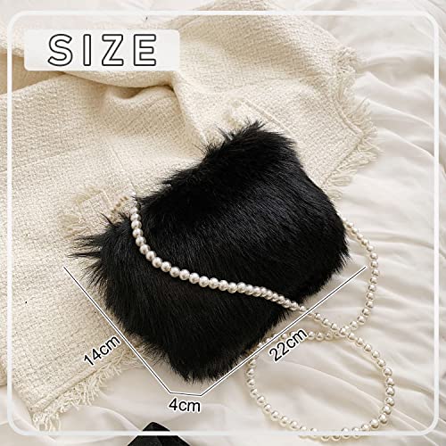 Ynport Faux Fur Bag for Women Fuzzy Evening Clutch Fluffy Feather Shoulder Purse Small Cute Furry Phone Crossbody Handbags