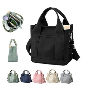 2023 new large capacity multi-pocket handbag, women’s retro canvas tote, tote bags crossbody bag purses for school travel (b – black)