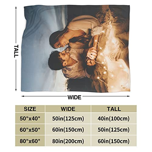 Custom Blanket with Photos/Text, Personalized Throw Blanket Cozy Fleece Customized Picture Blanket for Family Friend Pet Christmas Birthday Wedding Gifts 80*60Inch