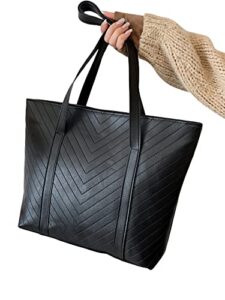 wdirara women’s chevron shoulder tote bag purses handbags medium handbag black
