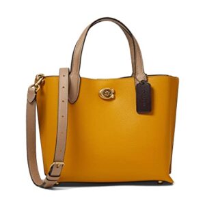 COACH Color-Block Leather Willow Tote 24 Yellow Gold Multi One Size