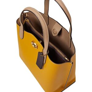 COACH Color-Block Leather Willow Tote 24 Yellow Gold Multi One Size