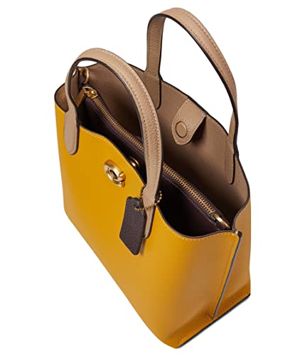 COACH Color-Block Leather Willow Tote 24 Yellow Gold Multi One Size