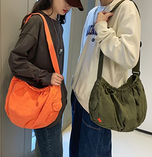 Canvas Shoulder Bags for Women Trendy Messenger Bag Cute Large Purse College Hobo Crossbody Bag (Orange)
