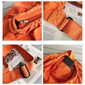 Canvas Shoulder Bags for Women Trendy Messenger Bag Cute Large Purse College Hobo Crossbody Bag (Orange)