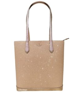 kate spade new york kate spade tinsel glitter shoulder tote bag handbag holiday collection 2022 (rose gold)