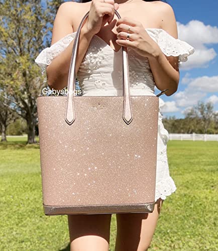 Kate Spade New York kate spade Tinsel Glitter Shoulder Tote Bag Handbag Holiday Collection 2022 (Rose Gold)