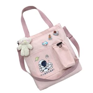 Kawaii Bag for Girls Kawaii Shoulder Bag Cute Tote Bags Kawaii Tote Bag Cute Shoulder Bag for Women (Pink)