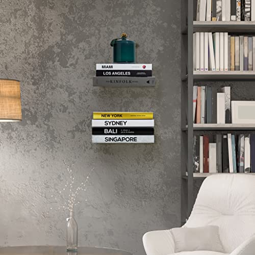 Sorbus 2 Invisible Floating Bookshelves - Trick of The Eye Floating Effect - Wall Mounted Bookshelf - Use in Bedroom, Office, Reading Nook, & Library - Great for Kids & Book Collections