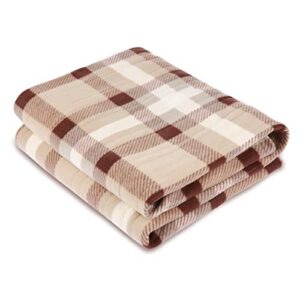 heated throw 50″x60″- super soft warming fleece with 4 heating levels & 3 hours auto off, machine washable, electric check buffalo plaid blanket for couch sofa home office usage – red & brown plaid