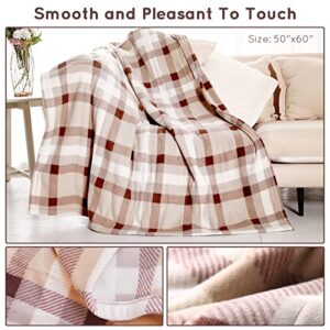 Heated Throw 50"x60"- Super Soft Warming Fleece with 4 Heating Levels & 3 Hours Auto Off, Machine Washable, Electric Check Buffalo Plaid Blanket for Couch Sofa Home Office Usage - Red & Brown Plaid