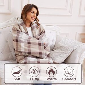 Heated Throw 50"x60"- Super Soft Warming Fleece with 4 Heating Levels & 3 Hours Auto Off, Machine Washable, Electric Check Buffalo Plaid Blanket for Couch Sofa Home Office Usage - Red & Brown Plaid