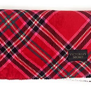 Victoria's Secret Soft Sherpa Throw Blanket, Red Pink Plaid 50'' x 60''