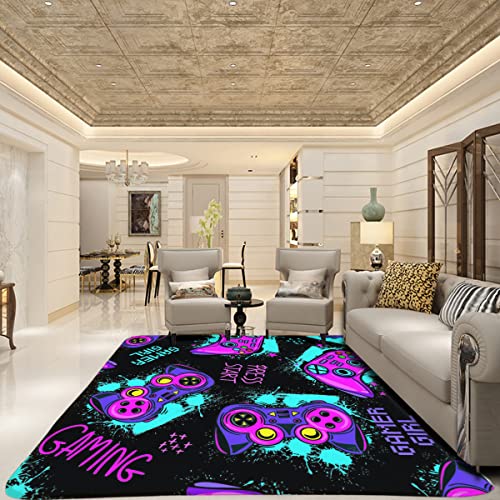 Anime Gamer Rugs for Bedroom Boys Teens 3D Printed Gaming Gamepad Carpets Living Room Mat Home Decor Non-Slip Crystal Floor Polyester Gamer Decor Doormats 16x24inch