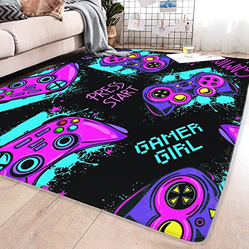 Anime Gamer Rugs for Bedroom Boys Teens 3D Printed Gaming Gamepad Carpets Living Room Mat Home Decor Non-Slip Crystal Floor Polyester Gamer Decor Doormats 16x24inch