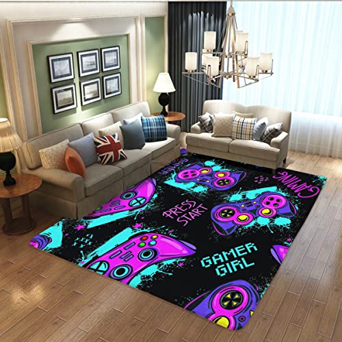 Anime Gamer Rugs for Bedroom Boys Teens 3D Printed Gaming Gamepad Carpets Living Room Mat Home Decor Non-Slip Crystal Floor Polyester Gamer Decor Doormats 16x24inch