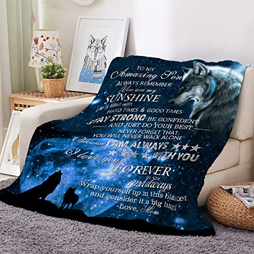 Joyloce Son Gifts Blanket 80"X 60" - To My Son - Son Gifts From Mom/Dad - Funny Gifts For Son Blanket - Best Birthday Gift Ideas For Son - Gifts For Grown Son - Son Gift From Mother Or Father Blankets