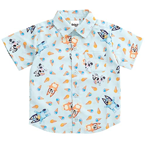 Bluey Bingo Toddler Boys Hawaiian Button Down Dress Shirt 4T