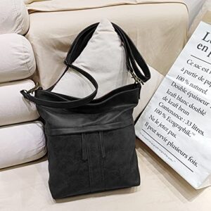 Crossbody Bags for Women, Leather Purse, Vegan Leather Shoulder, Tote Bags with Adjustable Shoulder Strap, shoulder bag Suitable for Important Occasions, Work, Travel, Black
