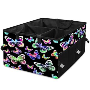 bolimao car trunk organizer butterflies black background back seat large organizer cargo storage with dividers collapsible trunk cargo organizer tote bag for groceries suv sedan camper camping