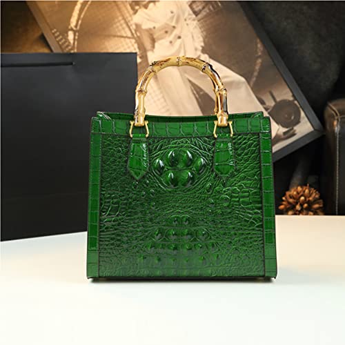 DDQYYSPP Crocodile Pattern Leather Women's Bag Bamboo Top-Handle Satchel Handbags Portable Tote Bag Shoulder Messenger Bags