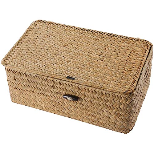 Abbasi Seagrass Hand Woven Storage Box Storage Box Storage Basket Makeup Organizer Container with Lid