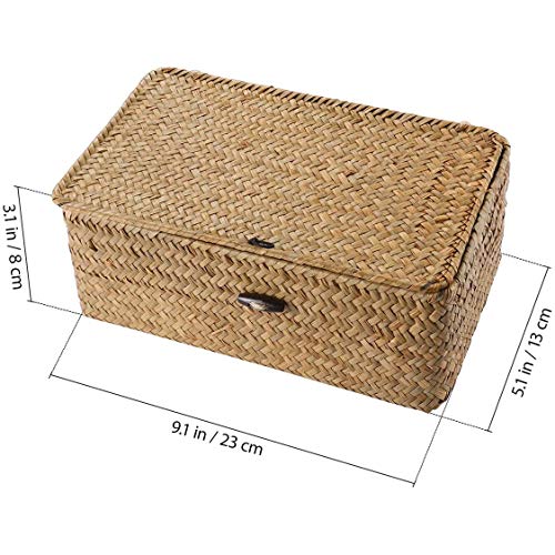 Abbasi Seagrass Hand Woven Storage Box Storage Box Storage Basket Makeup Organizer Container with Lid
