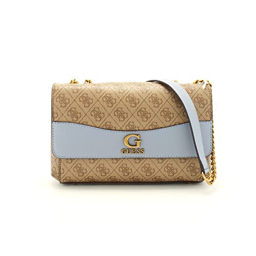 GUESS Nell Convertible Crossbody Flap, Latte Logo/Slate