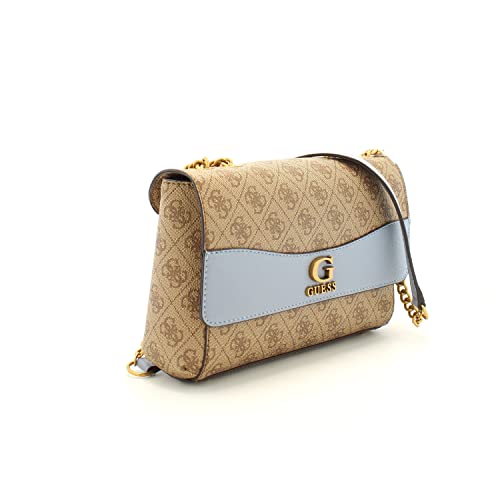 GUESS Nell Convertible Crossbody Flap, Latte Logo/Slate